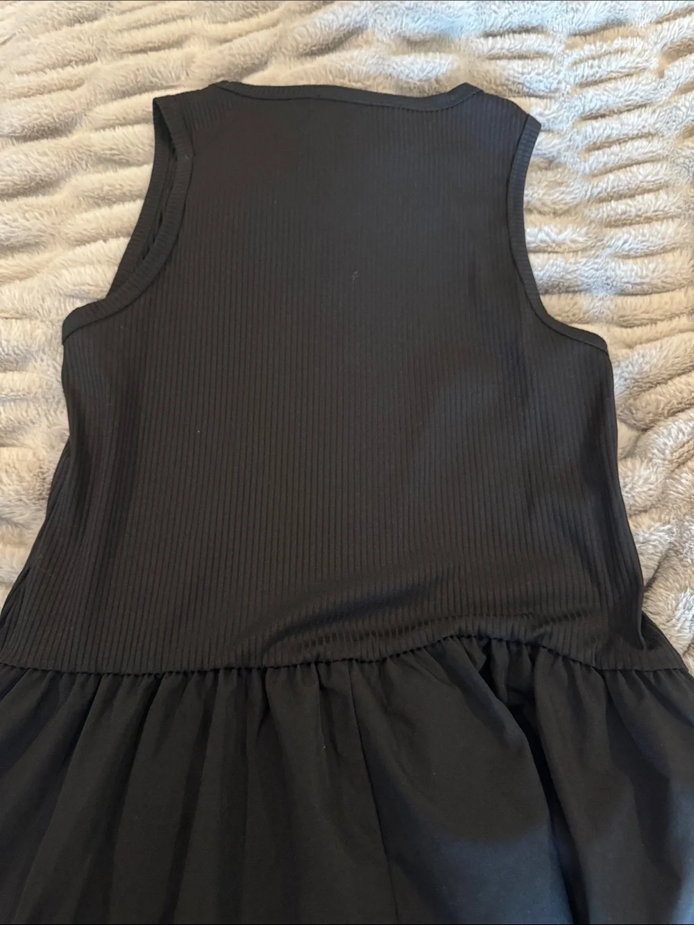 Emma & Michele Black Ribbed Tank Dress with Full Drop Waist Skirt
